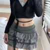 Röcke 2023 Sommer Mode Schlank Sexy Patchwork Rüschen Spitze Low-taille Spice Girl Dance Kuchen Rock frauen Casual kurze