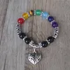 Bracelets Charm Men Mujeres 7 CHAKRA CRISTALES CURADORES Stone Pray Pray Mala Corazón Pulsero Pulseras Joyería