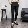 Abiti da uomo Giacche da uomo Pantaloni Alla moda Grigio britannico Tinta unita Pantaloni casual slim fit elastici Affari leggeri L'elenco