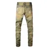 Jeans amirlies am amis imiri amiiri AM Designer Clothing es Jeans Denim Pants es Encre Mouchetée Daged amari Mens Dirty Yellow amirl Lavé à l'eau Vieux Trou Porté Haut S UB38