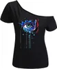 Nieuwe dames t-shirt mode korte lippen afdrukken causaal van de schouder plus size t-shirt tops dames shirts blouses woman kleren emoji t-shirt