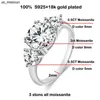 Полосы колец knobspin 925 серебряный серебряный кольцо мойссанита 3CT 8 мм бриллианты с сертификатом 18K золотых колец для женщин Свадьба
