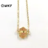 Necklaces WTN1379 WKT Small Natural Stone Necklace Pink Quartz Amethysts Yellow Citrine Crystal Quartz Pendant Friend Necklace Jewelry