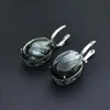 Ohrstecker CSJ Großer Stein Natürlicher Seraphinit-Ohrring Sterling 925 Silber Charoit Oval 13 * 18 mm für Frauen Geburtstagsfeier Schmuck Geschenk