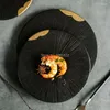 プレートセラミックブラックゴールデンカラーテーブルウェアプレート家庭寿司刺身