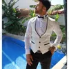 Gilet da uomo Giacca senza maniche moda Slim Fit Colorblock Smooth Canotta avorio per Groomsmen Prom