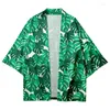 Etnische kleding Casual Japan Kimono Beach Shorts Tie Dye bladeren Gedrukt Cardigan Summer Paar Women Men Haori Yukata Streetwear