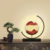 Lampade da tavolo 3D LED Night Light Telecomando Quicksand Art Sand Scene Dynamic Round Glass Clessidra Sala da pranzo Camera da letto Lampada da comodino G230522