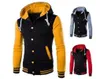 Felpe con cappuccio da uomo Giacca da baseball patchwork Uomo Casual Slim Cardigan con cappuccio Felpa a colori a contrasto Abbigliamento sportivo in pile da uomo