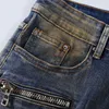 Designer Clothing Amires Jeans Denim Pants Amies High Street Fashion Brand Broken Hole Motorcycle Spliced Jeans Mens Slim Fit Small Feet Pants Yellow Mud Dirty Used B