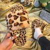Pantoufles dames été rayé diapositives plate-forme de mode imprimé léopard fourrure tongs confort antidérapant chaussures de jardin mules décontractées