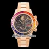 Getf BLACEL SA4130 Automatyczne chronograf szkieletowe szkielet męskie Zachowaj Rose Gold Rainbow Bezel 904L Bransoletka ze stali nierdzewnej Super Edition RELOJ HOMBRE Montre Puretime