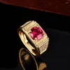 Cluster Rings 14K Gold Collor 2 S White FL Diamond Jewellry S925 Sterling Silver Color Ring Men 925 Jewelry Anillos De Gemstone