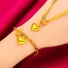 Hänge halsband kvinnor kedja armband smycken set with heart real 18k guld färg mode tillbehör enkel stil vacker gåva