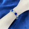 Charm Sapphire Diamentowa bransoletka Bransoletka 100% prawdziwe 925 Bracelety ślubne srebrne dla kobiet biżuteria dla kobiet