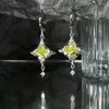 Dangle Earrings Y2K Jewelry Green Rhinestone Cross for Women Fashion Vintage Korean Charm 90s Aesthech Accessories Party