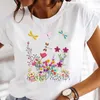 Clothes Women Print T Fashion Shirt Brand Summer Dandelion Watercolor Dragonfly Love Female Tops Tee Tshirt Cartoon Ladies Graphic T-Shirt