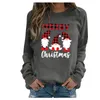 Chemisiers pour femmes Chemises Sweat Chirstmas Print Crewneck Sweat à capuche à manches longues Fashion Blusas Casual Pull Tops Kawaii Lattice Santa Cl