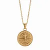 Hip Hop Rock Women Men Compass Pendant Halsband Choker Vintage Titanium Rostfritt stål Runda mynt 18K Guld och silverfärg Fashion Chain Jewelry Punk Bijoux