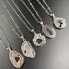 Hänghalsband silverfärg naturliga agater kvarts oregelbundna agat skiv geode kristallsten pendel halsband för kvinnor reiki