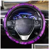 Car Seat Covers Front Er Lilac Big Butterfly Print Armrest Pad Steering Wheel Ers Shoder 6Pcs Interior Drop Delivery Mobiles Motorcy Dhhns