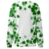 T-shirts pour femmes St Patricks Day Prints manches longues O Neck Shirt Top Hoodies Femmes Zipper Front 1 Piece Outfits