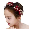 Saç Klipleri Kırmızı kızın Taç Headdress Çiçek Çocuk Prenses Süper Peri Hoop Yabancı Stil Çin Şenlikli Aksesuarları Wedd