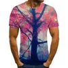 Herr t-skjortor män 3d t-shirt 2023 mode avslappnad kort ärm o-hals natur träd tryckta skjorta tees