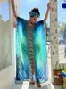 Klänningar 2023 Casual Print Kaftan Tunic Beach Dress Middle East Muslim Summer Plus Size Women Beach Wear Maxi Dress Robe Caftan A1191