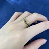 14k Gold Hollow Sapphire Ring 100% Real 925 Sterling Silver Party Wedding Band Rings for Women Men Engagement Jewelry Gift