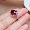 Bant Yüzükleri Doğal Garnet Halkası Kadın S925 STERLING Gümüş Mozambik Güvercin Kanlı Yakut Kadın Yüzüğü Mizaç Japon ve Koreli Basit J230522