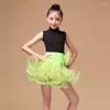 Stage Wear 2023 Girl Sleeveless Latin Dance Dress Children Ballroom Dresses Kids Salsa Rumba Cha Samba Tango Performance