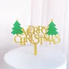 Festive Supplies Merry Christmas Cake Topper Glitter Let It Snow Acrylic Cupcake For Xmas Party Decorations Tree Decor