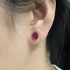 Noeud conception simple petite boucle d'oreille pierre précieuse naturelle rubis africain avec argent sterling 925 bijoux fins pour les femmes à porter quotidiennement beau cadeau