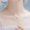 ネックレスThaya Women Silver Color Color Color Color Buterly Necklace Pave Zircon Pendants Thin Chain Necklace 45cm for Women Trend Jewelry 2021ギフト