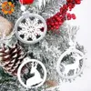 Dekoracje świąteczne 3pcs/działka srebrne białe płatek śniegu drewniane wisiorki świąteczne dekoracje