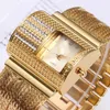 Wristwatches 2023 Fashion Luxury Ladies Wrist Watches Top Brand Gold Steel Strap Waterproof Women's Bracelet Watch