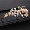 Pinces à cheveux à la mode coiffures de mariée fleur d'or diadème strass cristal perle couronne mariage princesse fête bandeau accessoires