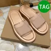 2023 fashion slippers BBR exaggerated check cotton platform slides brown black rose gold luxurys sandals womens slipper summer flats beach flip flop slide sandal