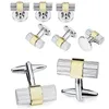 Hawson Rhodium Cilinder Cufflinks Tuxedo -studs ingesteld voor heren trouwshirt Stijlvolle metalen manchetlinks