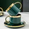 Koppar tefat keramik kaffekoppfat set espresso återanvändbar porslin mugg bubbla te resekompis