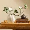 Vases Creative Ceramic Vase Japanese Classic White/Gray Porcelain Tabletop Flower Crafts Home Living Room Decoration Accessories