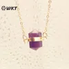 Necklaces WTN1379 WKT Small Natural Stone Necklace Pink Quartz Amethysts Yellow Citrine Crystal Quartz Pendant Friend Necklace Jewelry