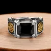 Anelli ZABRA Vintage Reale 925 Sterling Silver Anello di Pietra Nera Uomo Donna Vergine Maria Anelli Cubic Zirconia Onice Gioielli Formato Aperto