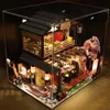 Party Games Crafts Cutebee Diy Dollhouse Miniature with Furniture Led Music Dust Cover Model Building Blocks Toys For Children Födelsedagspresenter 230520