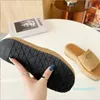 Designer - Pantoufles pour femmes Triangle armure pantoufles décontractées fond épais femmes boucle en métal mules plates chaussures briad tricot été plage sandale plate-forme sandales curseurs