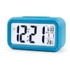 Plastic Mute Alarm Clock LCD Smart Temperature Cute Photosensitive Bedside Digital Alarm Clocks Snooze Nightlight Calendar Desk Table Clock