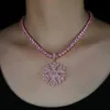 Naszyjniki Rose złoto różowy płatek śniegu wisiant Naszyjnik 5 mm cz tennis mikro mikro zamocany losowany sześcienne cyrkoni Hip Hop Choker Choker Kobiet biżuteria mody