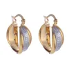 Hoop Earrings Two Tone Austrian Trendy Women Shiny Charm Jewelry