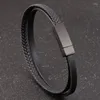 Bedelarmbanden jiayiqi dubbele laag gevlochten lederen armband voor mannen zwarte/bruine trendy mannelijke sieraden bangle eenvoudig design herencadeau